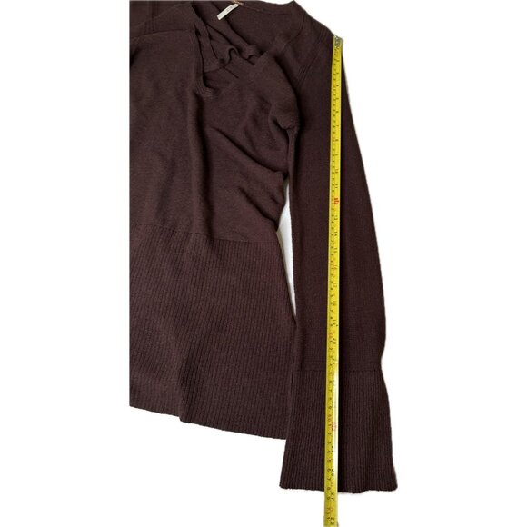 Free People Crisscross Tunic Sweater Small Mocha Brown Boho Long Sleeve - Picture 8 of 9